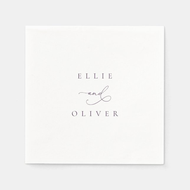 Servilleta De Papel Plum Purple Boho Boda Cocktail II (Anverso)