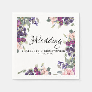 Servilleta De Papel Plum Rubor Floral Boda personalizado