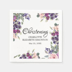 Servilleta De Papel Plum Rubor Floral Christening