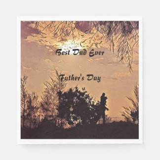 Servilleta De Papel Plum Watercolor Sunset Scenery Árboles mejor papá