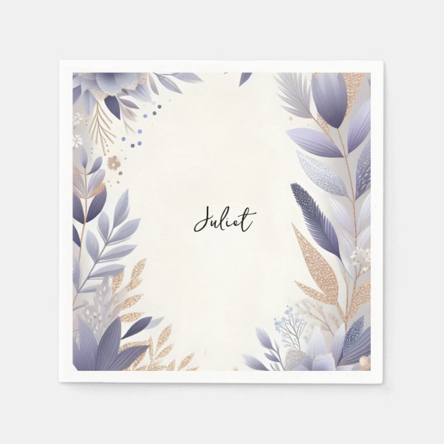 Servilleta De Papel Pluma Caída Verano Lavanda Sage Bridal Ducha (Anverso)
