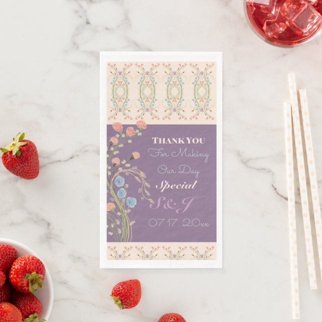 Servilleta De Papel Pluma Con Patronato Floral Pastel Artsy (In situ)