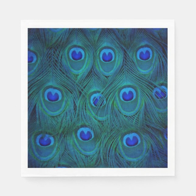 Servilleta De Papel Pluma de pavo real verde turquesa Art Déco parisin (Anverso)