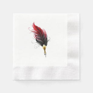 Servilleta De Papel Pluma de plumas rojas con nido de oro