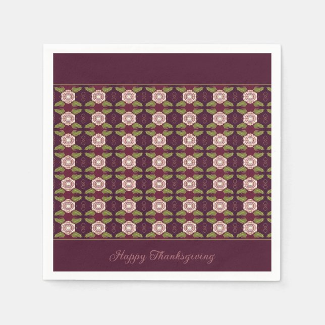 Servilleta De Papel Pluma Oscura Y Verde Olivo (Anverso)