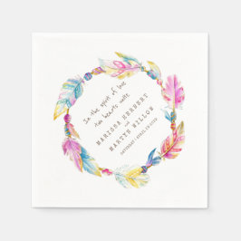 Servilleta De Papel plumas bohemias bodas y toallas coloridas