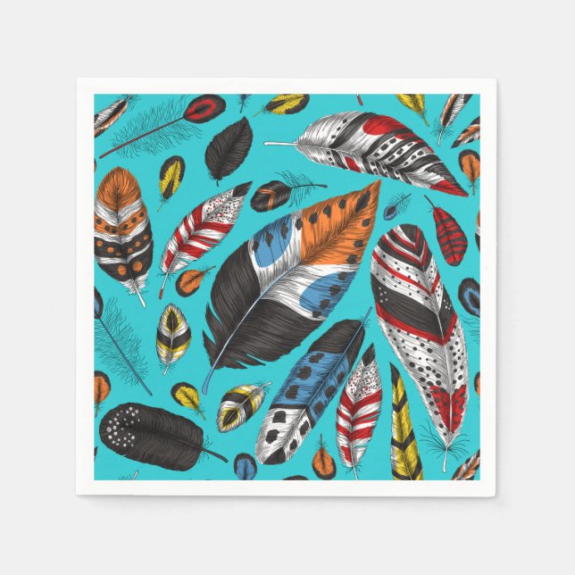 Servilleta De Papel Plumas coloridas (Anverso)