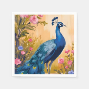 Servilleta De Papel Plumas de Pavo Real Floral Animal Hermoso