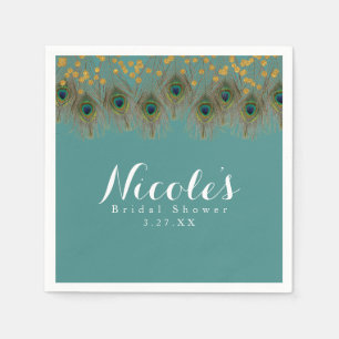 Servilleta De Papel Plumas de pavo real y puntos dorados Fiesta de CUA
