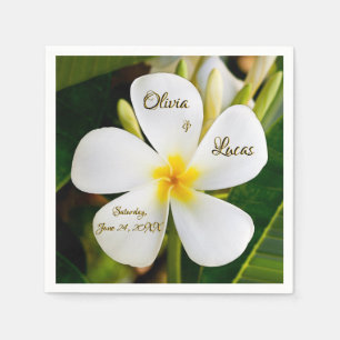 Servilleta De Papel Plumeria blanca tropical - Nuevos comienzos - Boda
