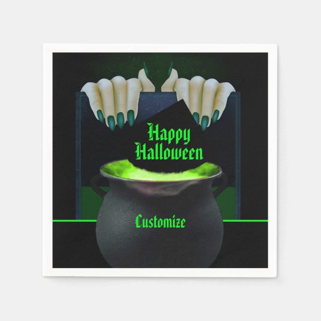Servilleta De Papel Poción de brujas negra y verde (Anverso)