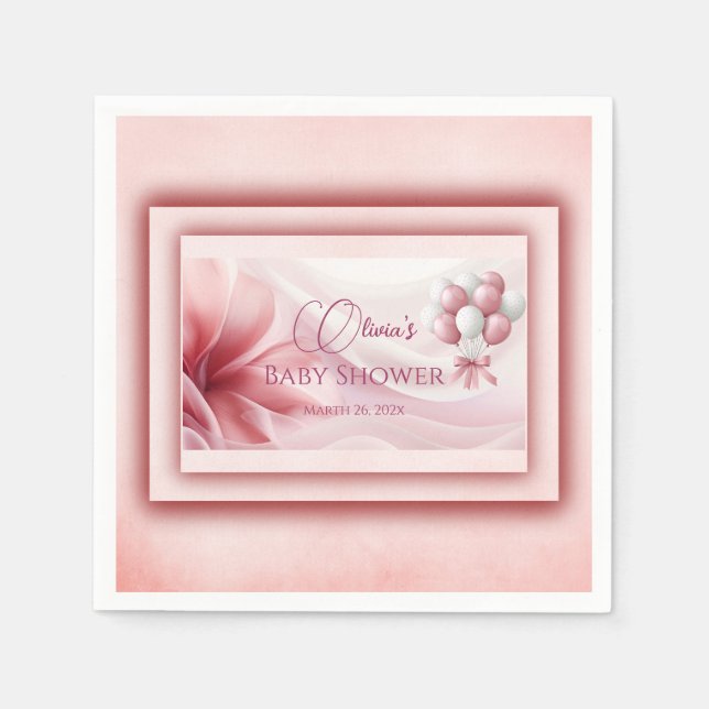 Servilleta De Papel Podemos esperar a Baby Shower Rosa (Anverso)