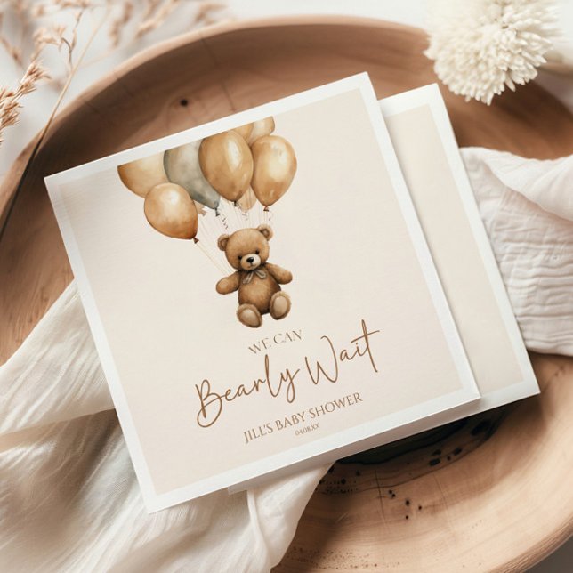 Servilleta De Papel Podemos Esperar A Boho Teddy Bear Baby Shower (Subido por el creador)