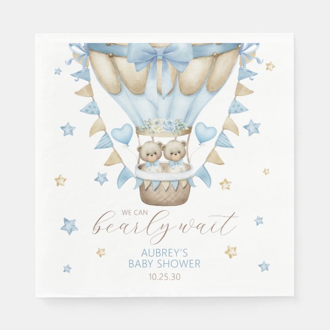 Servilleta De Papel Podemos Esperar A Dos Chicas Baby Shower (Anverso)