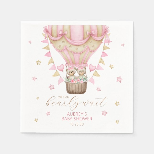 Servilleta De Papel Podemos esperar a dos Chicas Baby Shower (Anverso)