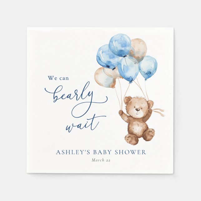 Servilleta De Papel Podemos Esperar A Teddy Bear Baby Shower (Anverso)