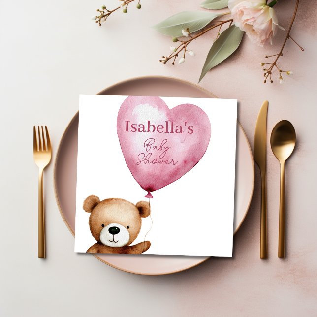 Servilleta De Papel Podemos esperar a tiempo a la Baby Shower de Chica (We Can Bearly Wait Pink Girl Baby Shower Paper Napkins)