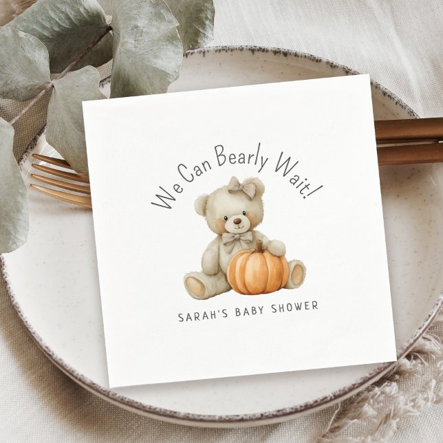 Servilleta De Papel Podemos Esperar A Un Chica De Oso Cuto Baby Shower (Subido por el creador)