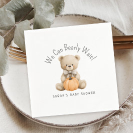 Servilleta De Papel Podemos Esperar A Un Niño De Oso. Baby Shower