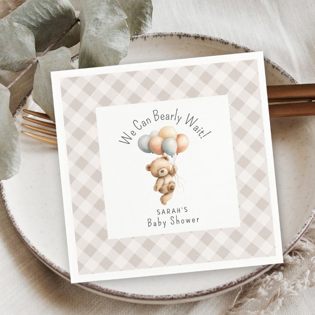 Servilleta De Papel Podemos Esperar A Un Niño De Oso. Baby Shower (Subido por el creador)