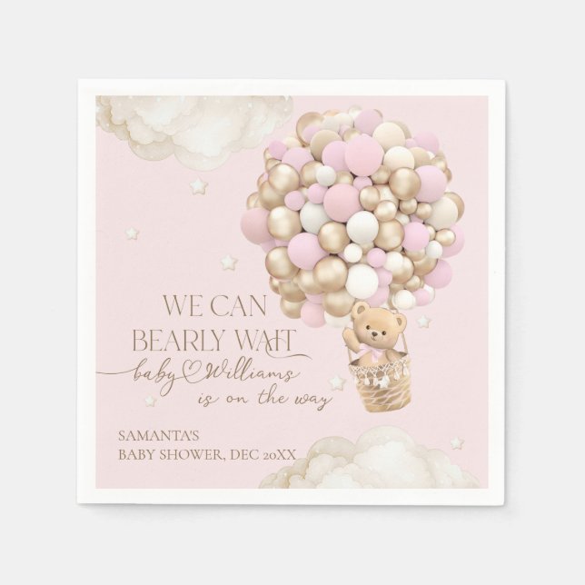 Servilleta De Papel Podemos esperar anticipadamente a Baby Shower Chic (Anverso)