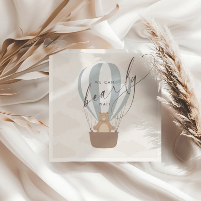 Servilleta De Papel Podemos Esperar. | Baby Boy Blue Balloon Shower (Subido por el creador)