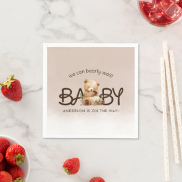 Servilleta De Papel Podemos Esperar Bearly Watercolor Baby Shower