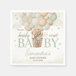 Servilleta De Papel Podemos Esperar El Baby Shower Del Oso Verde
