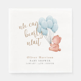 Servilleta De Papel Podemos Esperar El Bear Blue Balloon Baby Shower