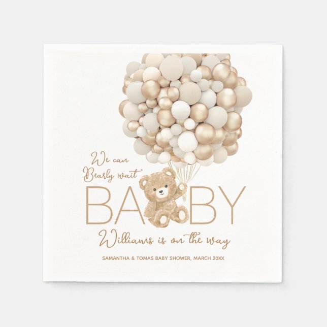 Servilleta De Papel Podemos esperar prematuramente Baby Shower neutral (Anverso)