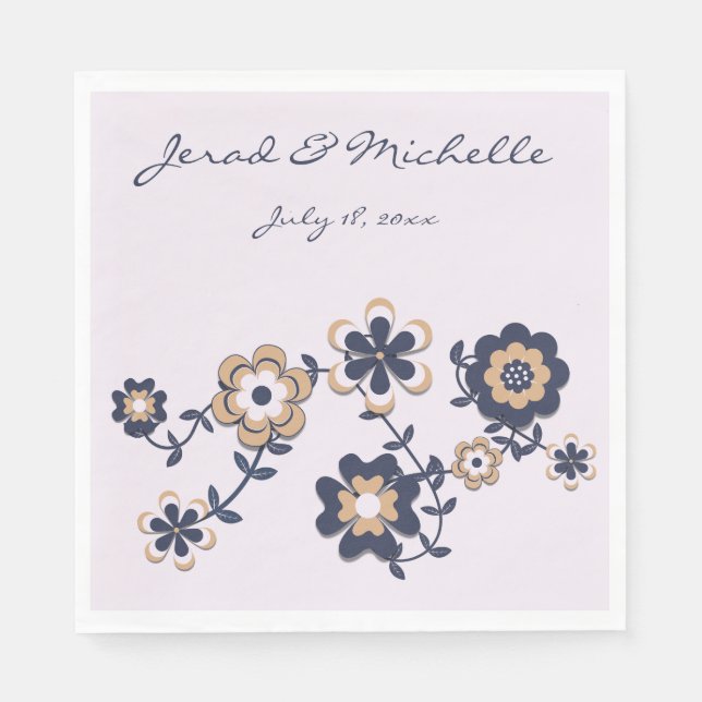 Servilleta De Papel Poder de flor azul de la Marina de los 70 (Anverso)