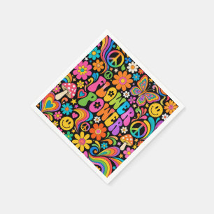 Servilleta De Papel Poder Floral Retro Groovy Hogar
