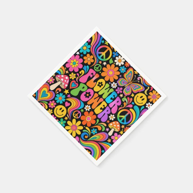 Servilleta De Papel Poder Floral Retro Groovy Hogar (Borde)