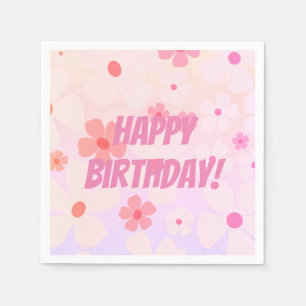 Servilleta De Papel Poder Floral Vibrante Feliz Cumpleaños