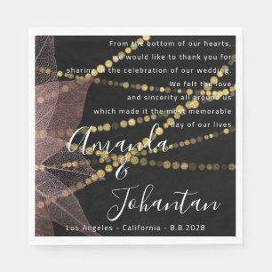 Servilleta De Papel Poema boda Gracias Floral Gold Name Rosa Black