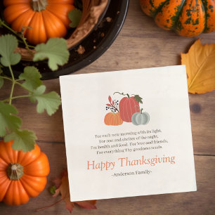 Servilleta De Papel Poema de Acción de Gracias Calabazas de Otoño Rúst
