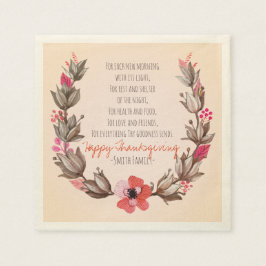 Servilleta De Papel Poema de Acción de Gracias. Feliz Día de Acción de