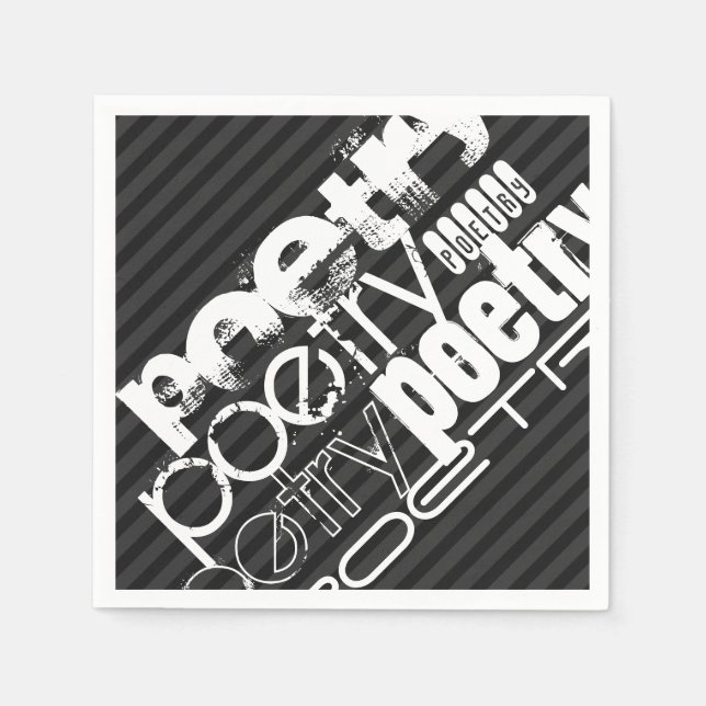 Servilleta De Papel Poesía; franjas grises negras y oscuras (Anverso)