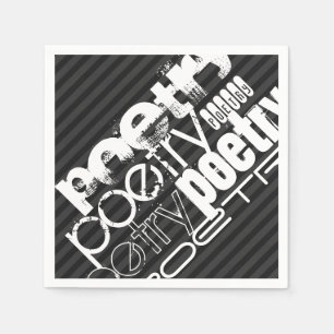 Servilleta De Papel Poesía; Rayas negras y gris oscuro