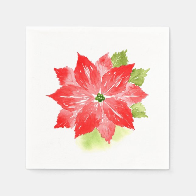 Servilleta De Papel Poinsettia acuarela (Anverso)