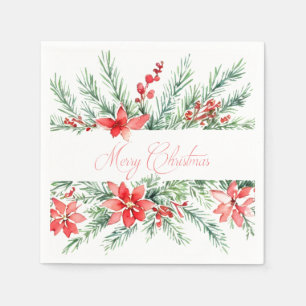 Servilleta De Papel Poinsettia acuática y vegetación