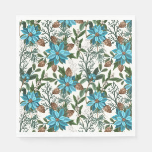 Servilleta De Papel Poinsettia Azul y Pino