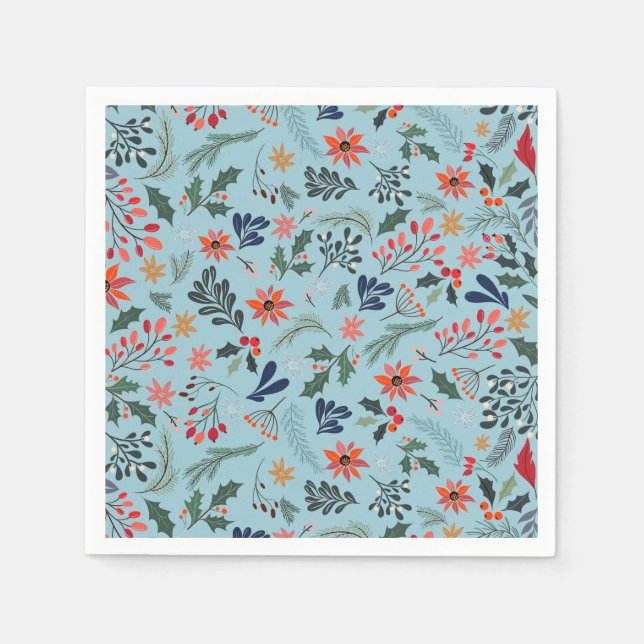 Servilleta De Papel Poinsettia Berries deja a Navidades de vacaciones (Anverso)