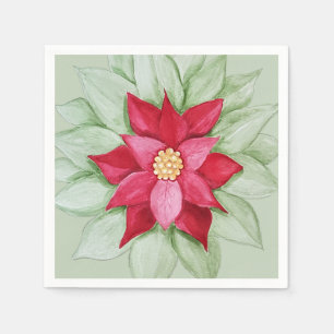 Servilleta De Papel Poinsettia de Navidad acuarela pintada a mano