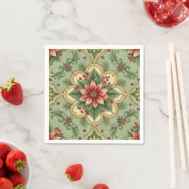 Servilleta De Papel Poinsettia de Navidad Vintage