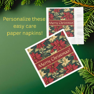 Servilleta De Papel Poinsettia de William Morris Personalizada de Fies
