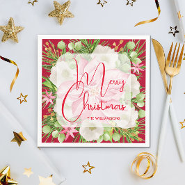 Servilleta De Papel Poinsettia Merry Christmas