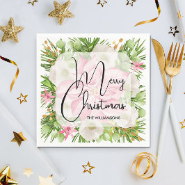 Servilleta De Papel Poinsettia Merry Christmas Fiesta