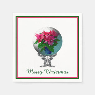 Servilleta De Papel Poinsettia Snowglobe Papeles Napkins
