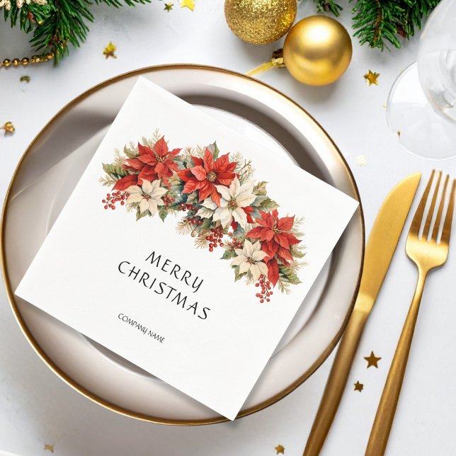 Servilleta De Papel Poinsettias Feliz Navidad (Subido por el creador)